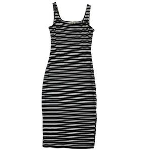Derek Heart Monochrome Striped Midi Dress